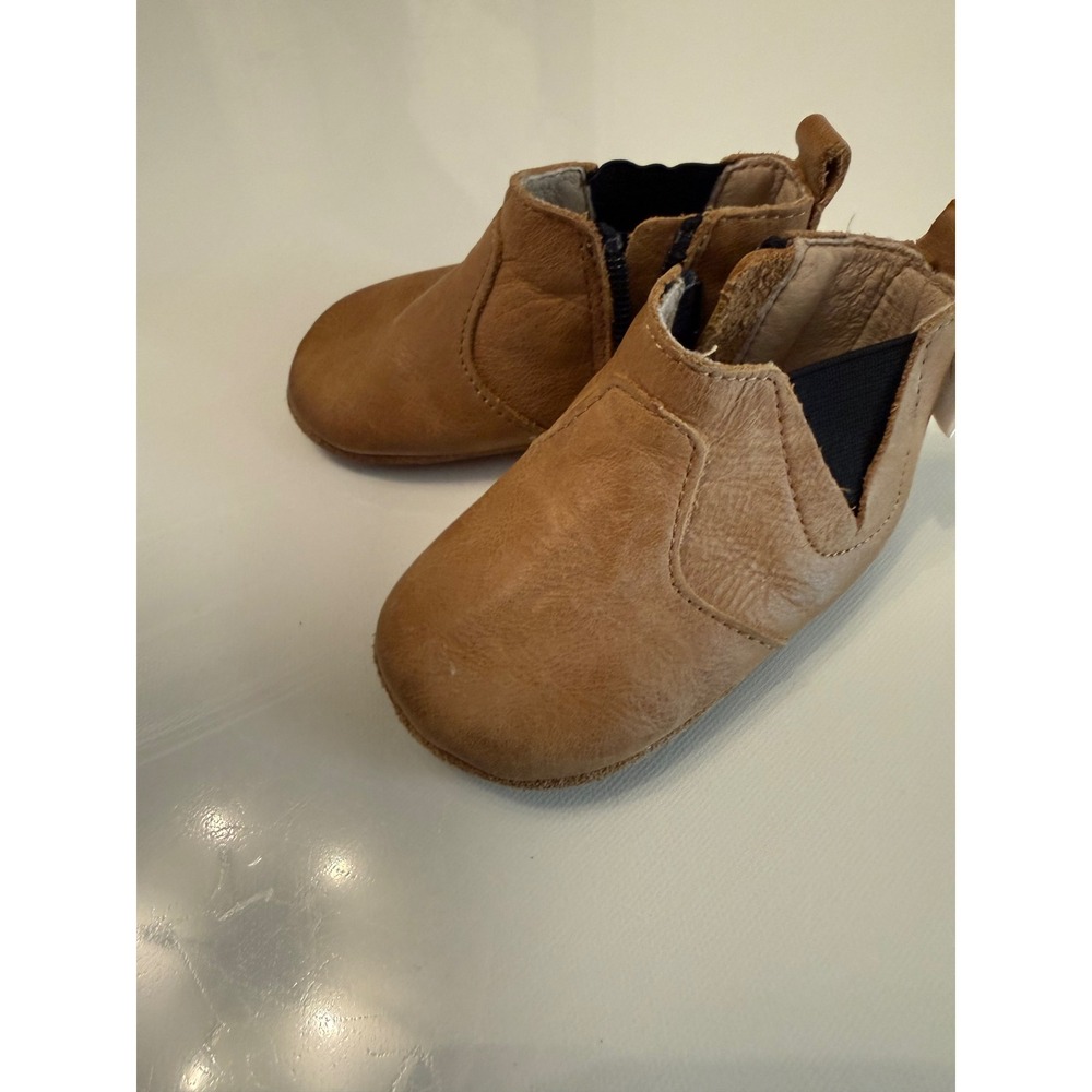 Little Love Bug Tan Leather Minimalist Soft Sole Zipper Boots Toddler Size 4